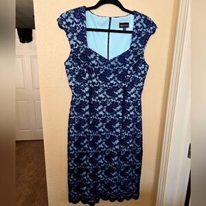Blue zip up dress size 10 in Women's Lace overlay